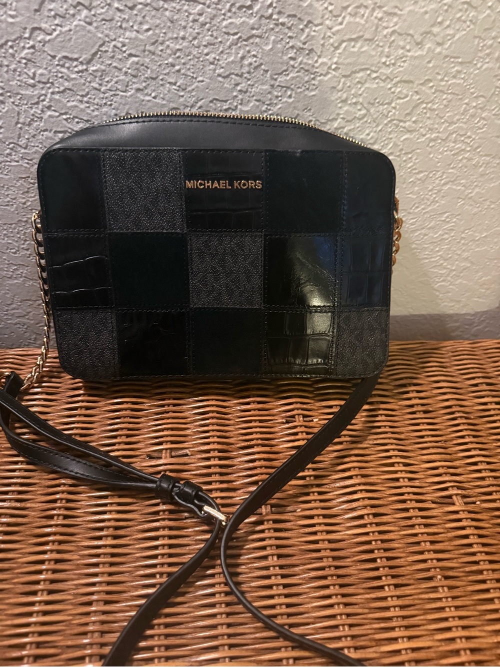 Michael Kors Black Patchwork Crossbody Bag